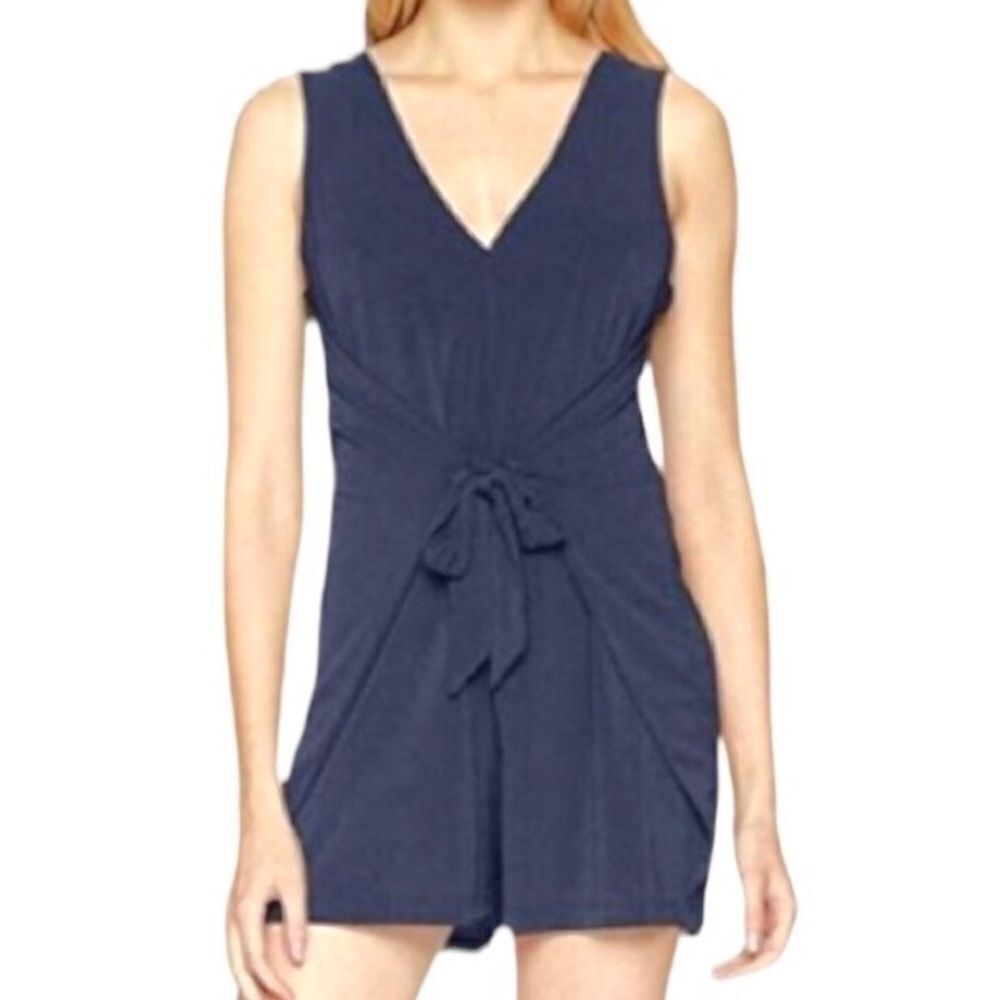 BCBGeneration Navy Tie Front Romper